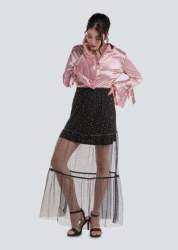 Half half sheer stylish skirt