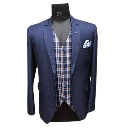 Blue Mens Cotton Blazer by Pawan Creation
