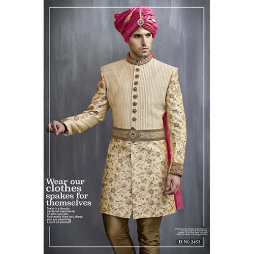 Cotton Embroidery Work Sherwani