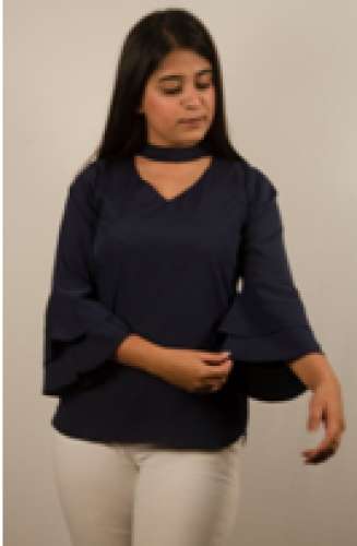 bell sleeve blue top