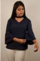 bell sleeve blue top