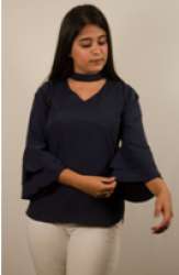 bell sleeve blue top