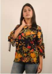 blue yellow floral top