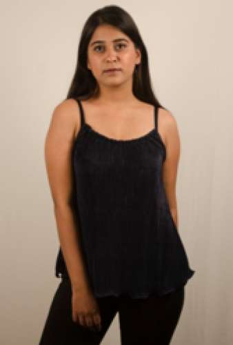 navy blue pleated top