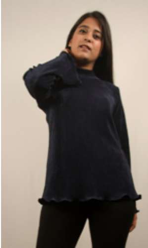 navy pleated top 