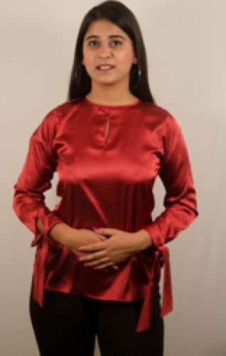 red satin top