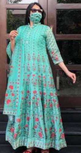 Chanderi Fancy Gown  by Shri Narayan Fashions