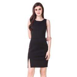 black scuba formal dress