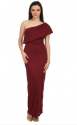 One Shoulder Plain Maroon Western Dress 