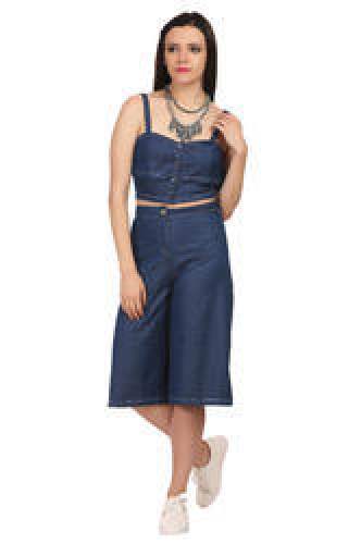western cotton denim culotte set