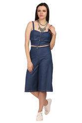 western cotton denim culotte set