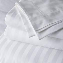 White Satin Strip Bed Sheet Fabric 