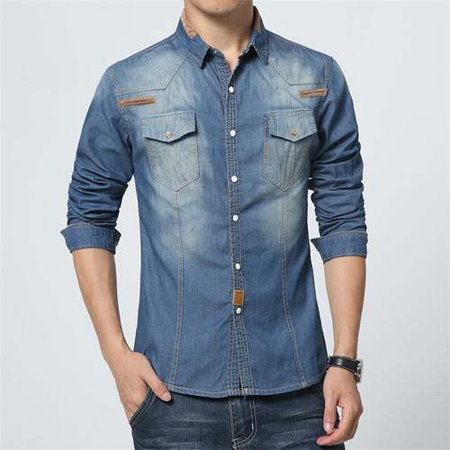 Mens Denim Shirt by Sri Srinivas Tex