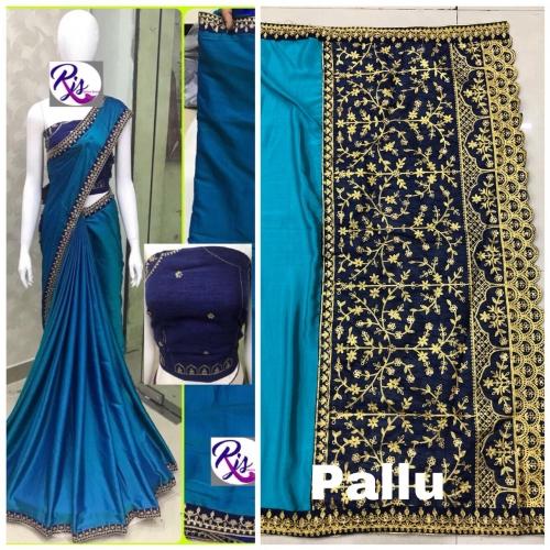 classy look blue saree by Vastravilla Shopping
