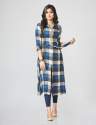 Blue Check Rayon Kurtis