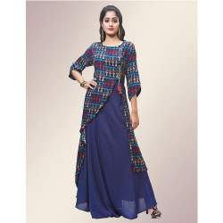 Double Layered Button Rayon Kurtis