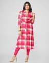 Fabulous Pink Check Rayon Kurtis