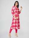 Fabulous Pink Check Rayon Kurtis thumb 2