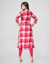 Fabulous Pink Check Rayon Kurtis thumb 3