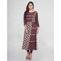 Fancy Brown Cotton Printed Kurtis