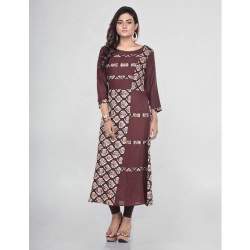 Fancy Brown Cotton Printed Kurtis
