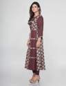 Fancy Brown Cotton Printed Kurtis thumb 1