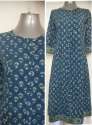 Casual Wear Blue Princess Printed Cotton Kurtis