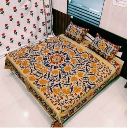 Jaipuri Embroidered for Bed Sheets  by Meera Handicrafts