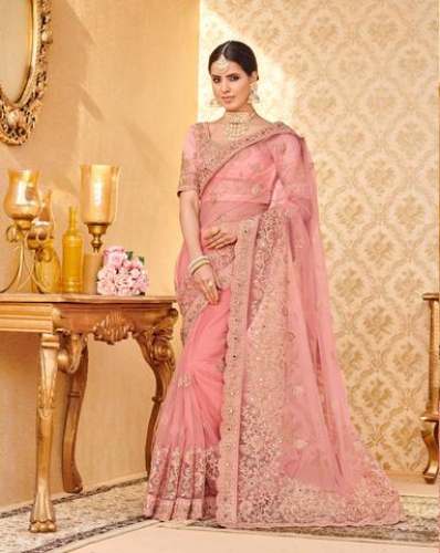 Net embroidery saree
