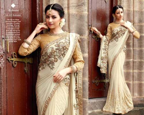 white embroidery saree