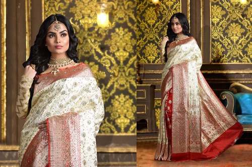 white silk saree