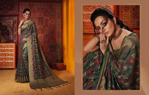 Designer Banarasi Cotton Silk Saree by Baba Ramdev Textile