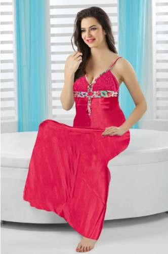 Stylish Strap Slip Design Pink Nighty  by Skinvalue