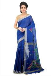 Blue Linen Saree