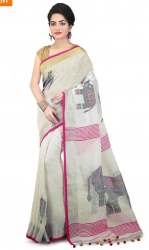 Fancy Hand loom linen Saree