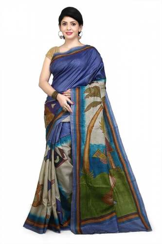 Fancy hand Printed Kantha Stitch Saree by Banglarsare Handloom Udyog