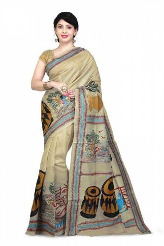 Fancy Kantha Stitch Tussar Silk Saree by Banglarsare Handloom Udyog