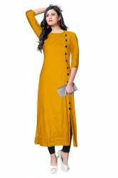 rayon plain button kurtis