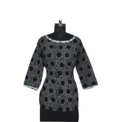 Designer Printed  Black Ladies Kurta 