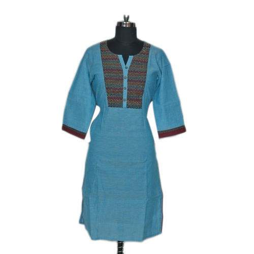 Fancy Blue Cotton Katha Kurta  by Avorons collection