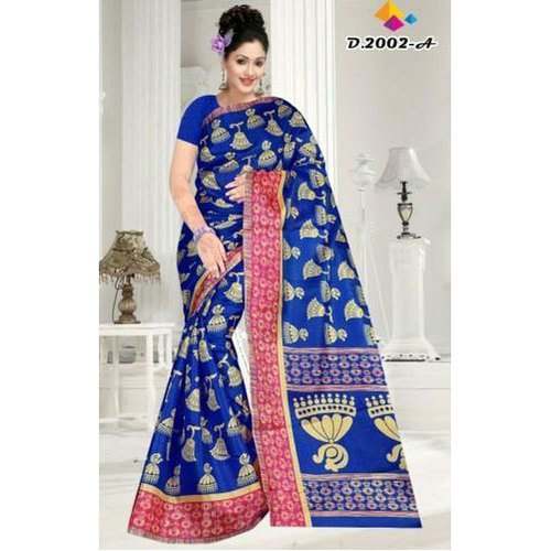 Casual wear Blue Silk Printed saree by Uday Tex