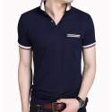 Men Blue Polo Neck T-Shirt