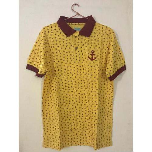 Mens Printed Polo Neck T-Shirt