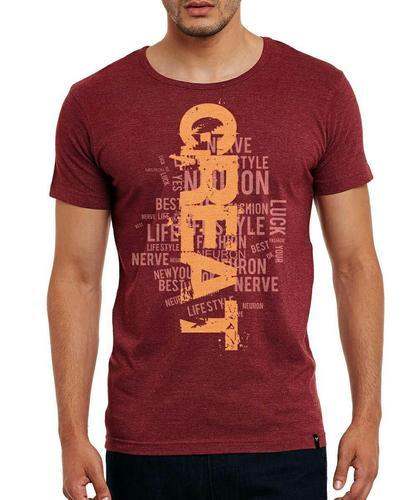 Mens Round Neck Printed T - Shirt