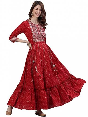 Get Printed Anarkali Kurti At Wholesale Price by Black Kite And Company