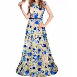 Ladies Multicolor Cotton Party Wear Gown