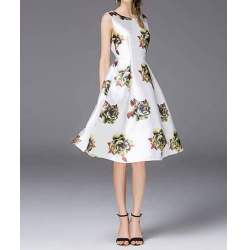 White Printed One Piece Dress