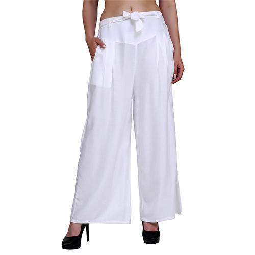 Girls Black Rayon Belt Plate Palazzo Pant