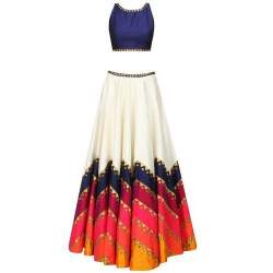Georgette Printed Crop Top Lehenga 