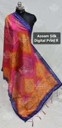 Designer Assam Silk Digital Dupatta.